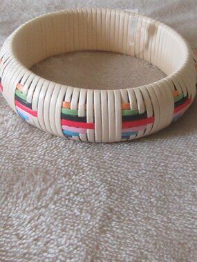 NWT Cream and Rainbow woven bangle bracelet w. 3 designs